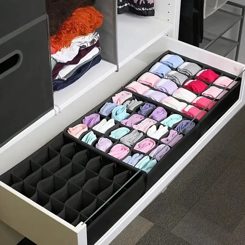 2 Pack Closet Socks Organizer 24-Cell Collapsible Organizer