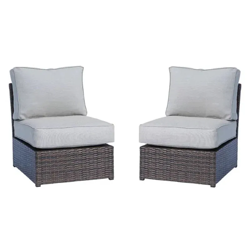 2 Person Seating Set With Cushions - Brown / Gray by Couch.com
