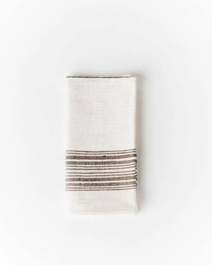 Aden Cotton Dinner Napkin | Natural with Grey