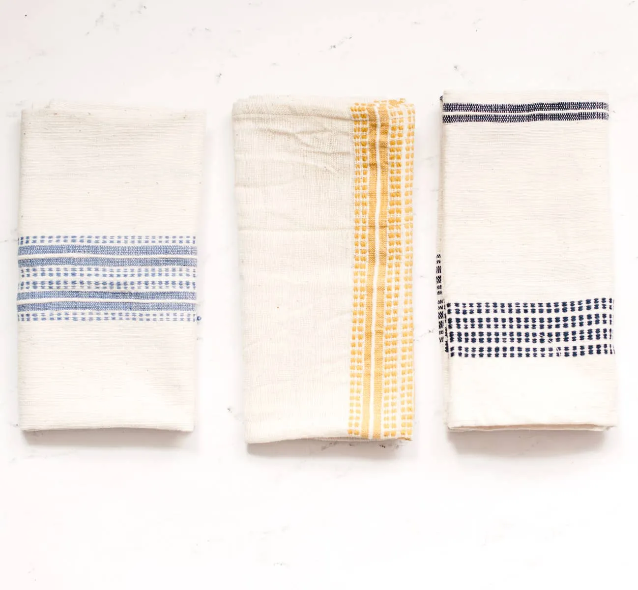 Aden Cotton Dinner Napkin | Natural with Grey
