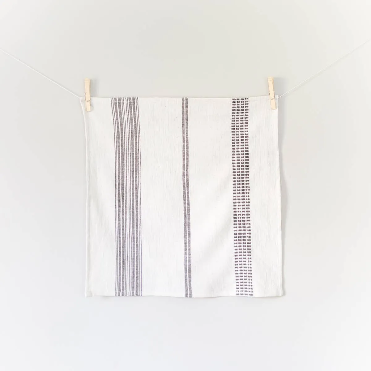 Aden Cotton Dinner Napkin | Natural with Grey