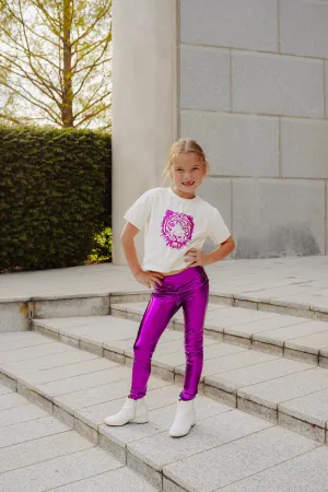 Evie's Closet Purple Metallic Leggings