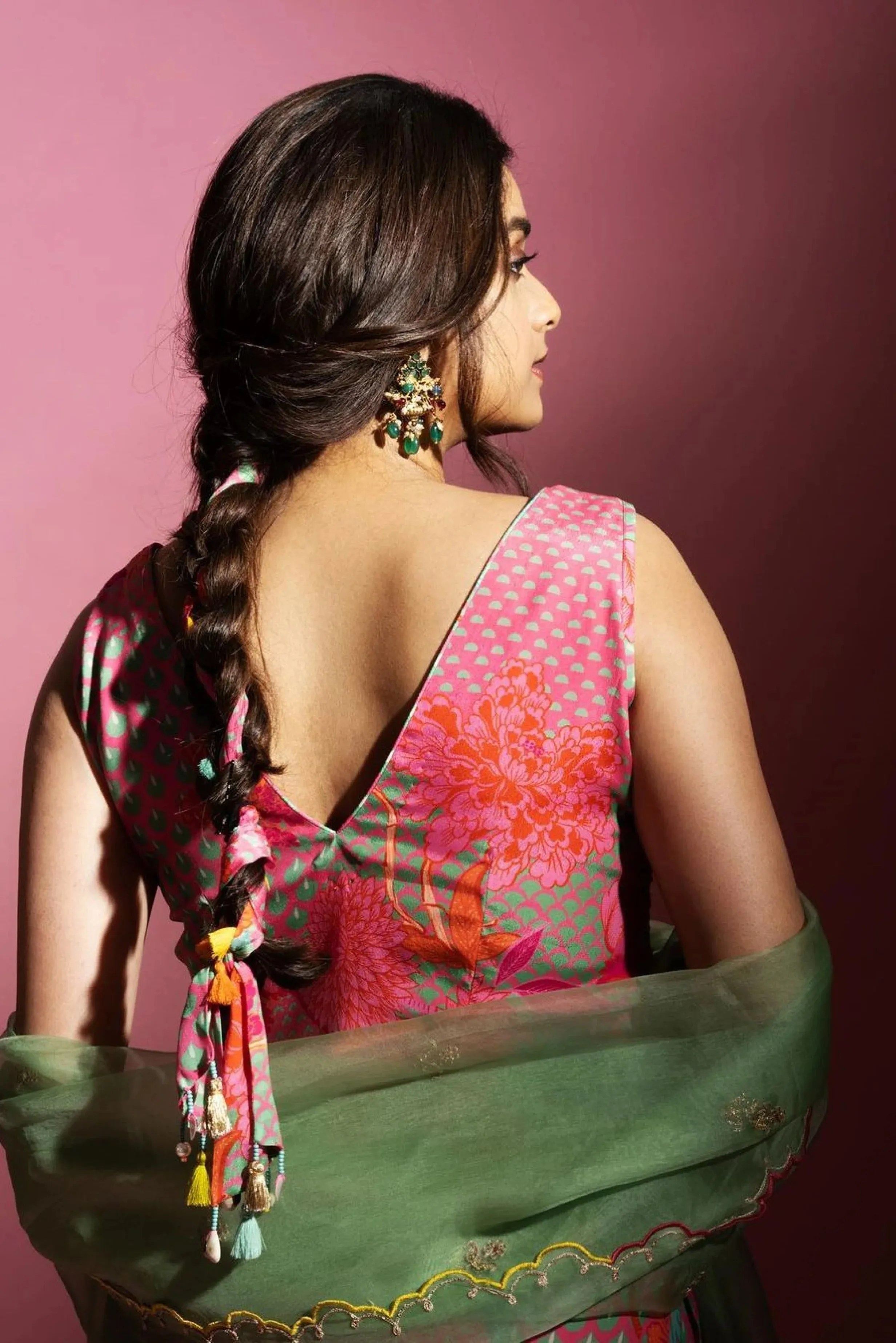 Gul Bright Pink Floral Crepe Shruti Manjari Gharara Set