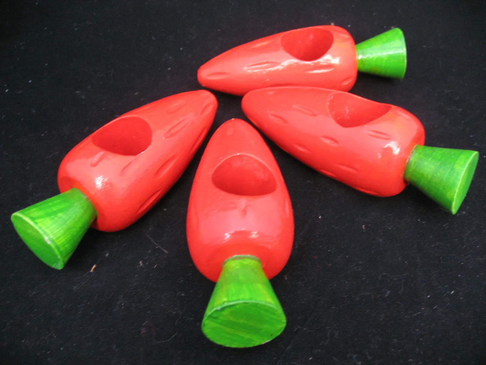 LOT 4pc Orange CARROT CARROTS WOOD WOODEN Dine Dining Linen NAPKIN RINGS HOLDERS