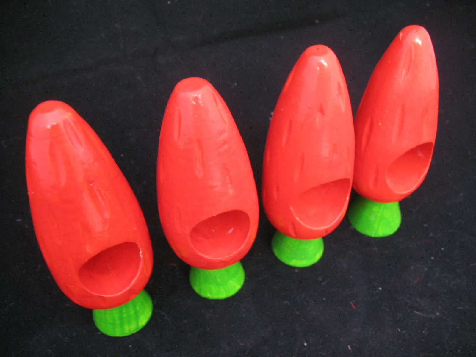 LOT 4pc Orange CARROT CARROTS WOOD WOODEN Dine Dining Linen NAPKIN RINGS HOLDERS