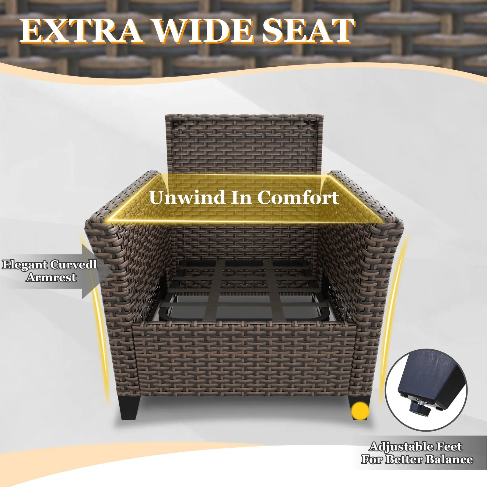 Ocean Vista 3 Piece Outdoor Wicker Bistro Set, Patio Chairs with Side Table