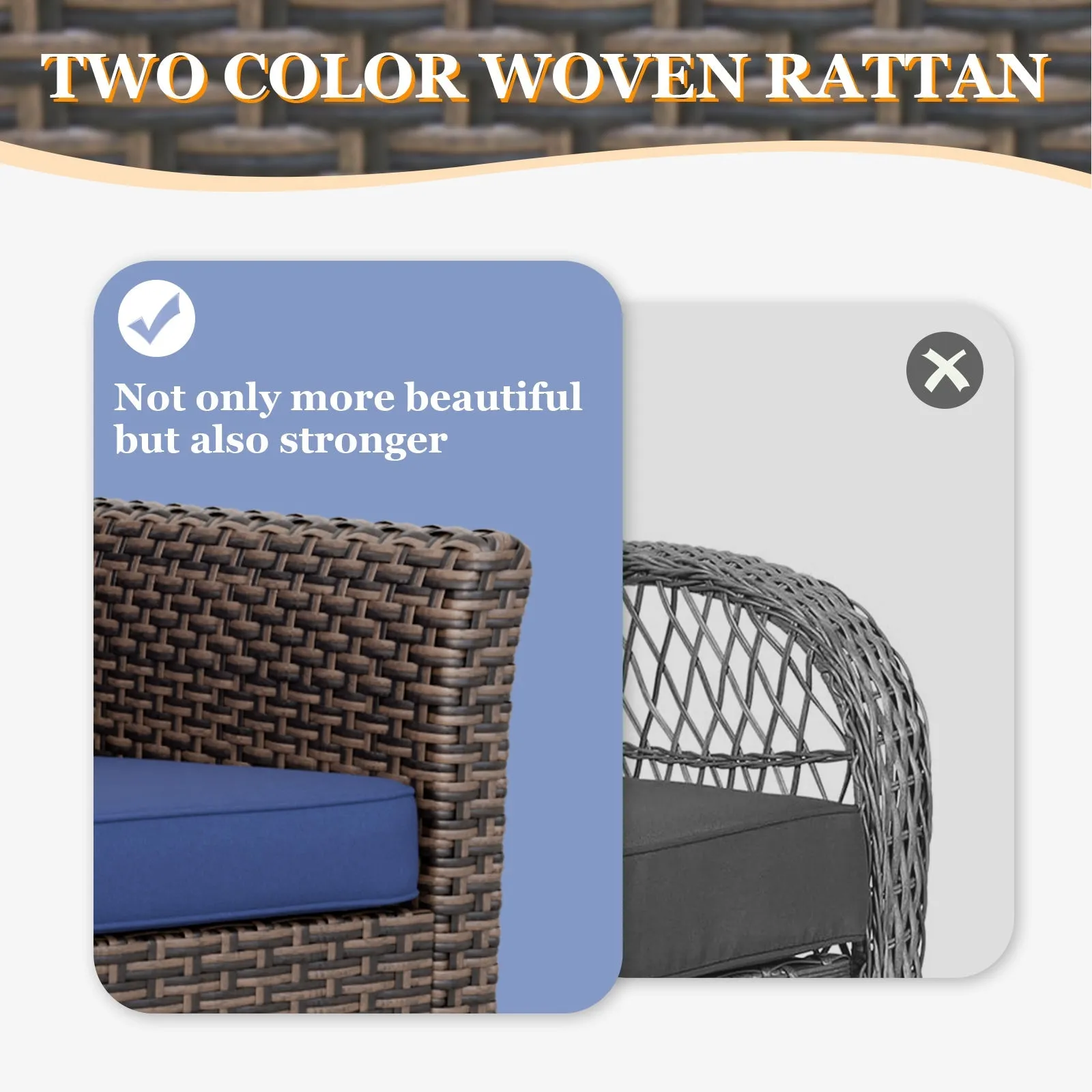 Ocean Vista 3 Piece Outdoor Wicker Bistro Set, Patio Chairs with Side Table