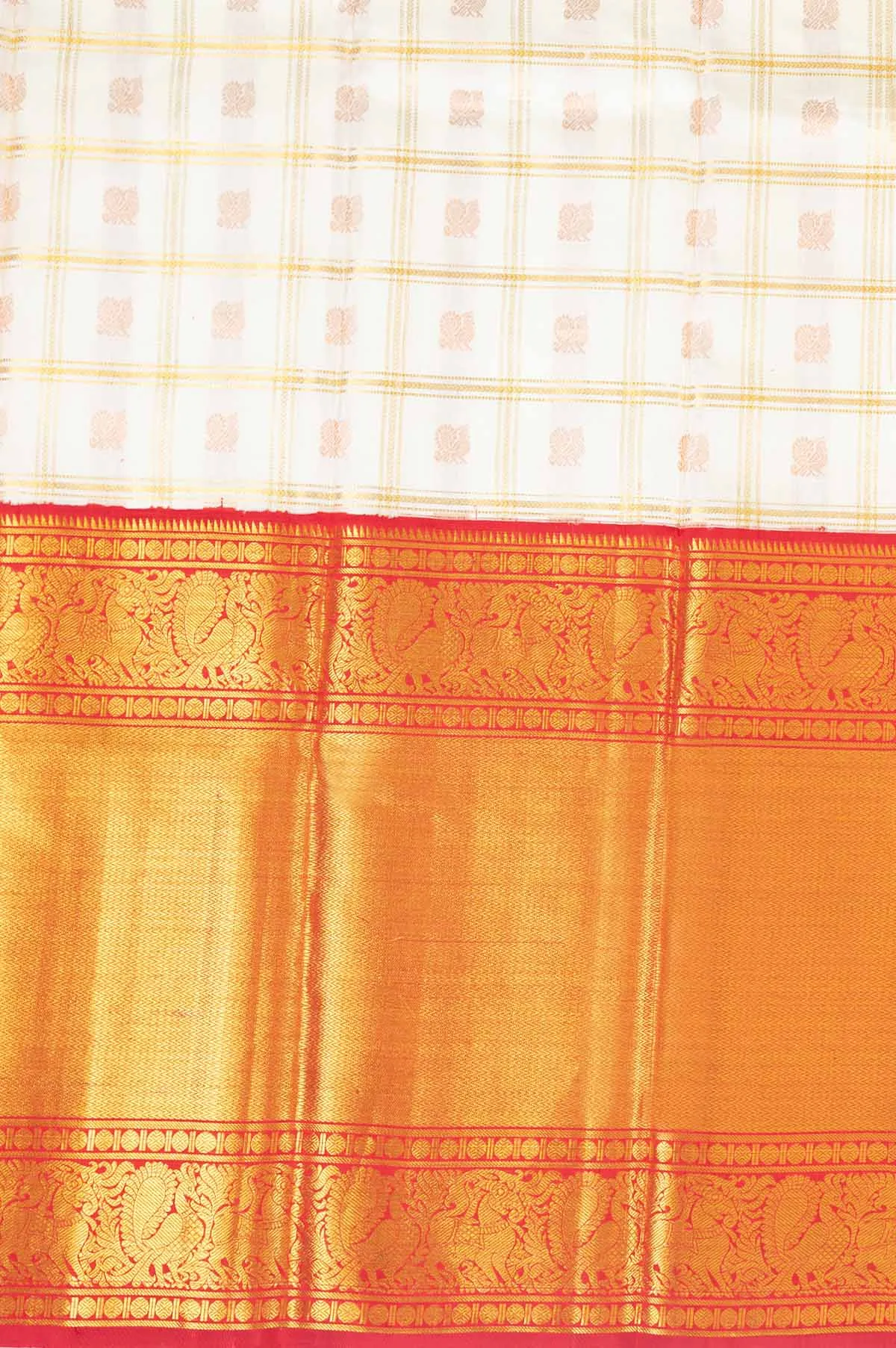 Off White Kanchipuram Silk Saree