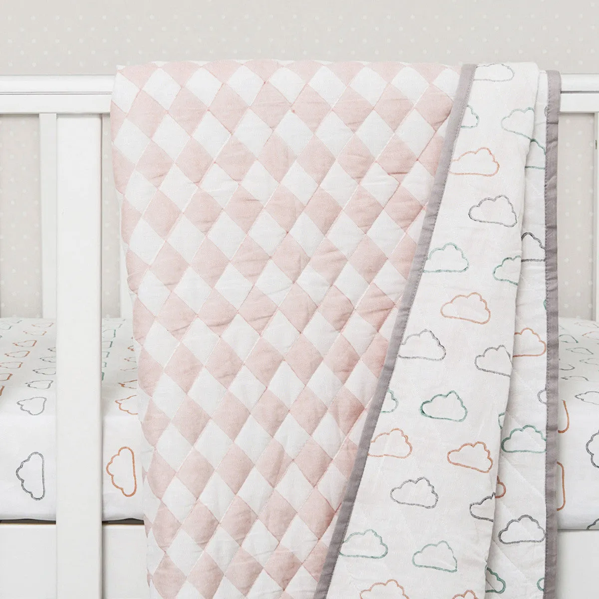 Organic Quilted Blanket <br> Pink Cloud<br><span style="font-size: 10px;">Can be Personalised</span>