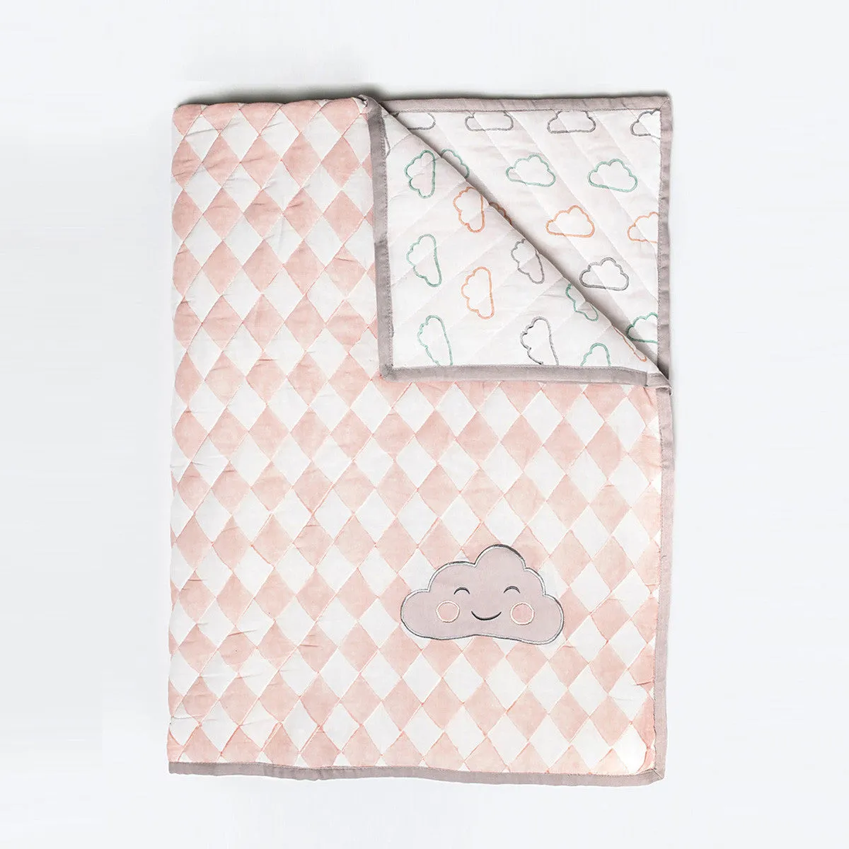 Organic Quilted Blanket <br> Pink Cloud<br><span style="font-size: 10px;">Can be Personalised</span>