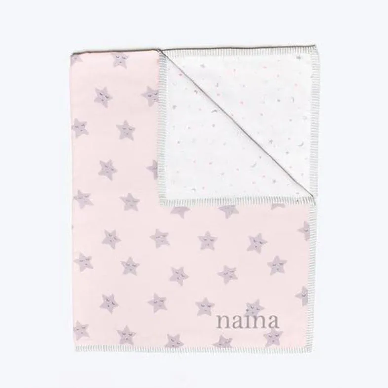 Organic Quilted Blanket <br> Pink Star<br><span style="font-size: 10px;">Can be Personalised</span>