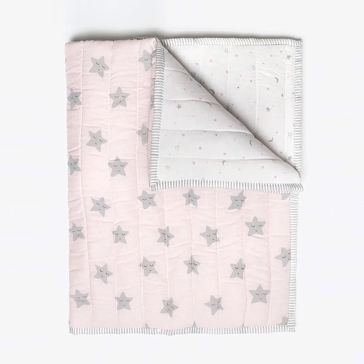 Organic Quilted Blanket <br> Pink Star<br><span style="font-size: 10px;">Can be Personalised</span>