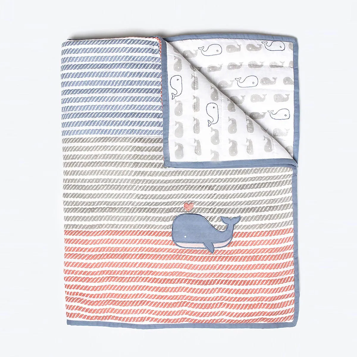 Organic Quilted Blanket <br> Whale<br><span style="font-size: 10px;">Can be Personalised</span>