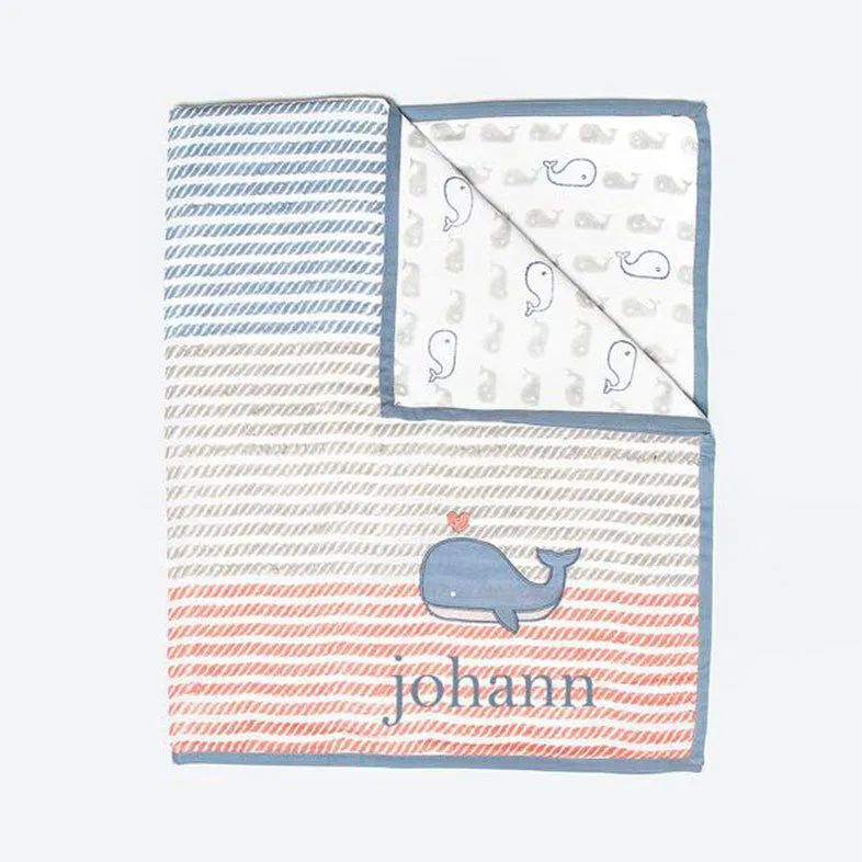 Organic Quilted Blanket <br> Whale<br><span style="font-size: 10px;">Can be Personalised</span>