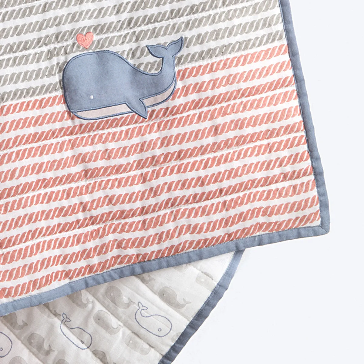 Organic Quilted Blanket <br> Whale<br><span style="font-size: 10px;">Can be Personalised</span>