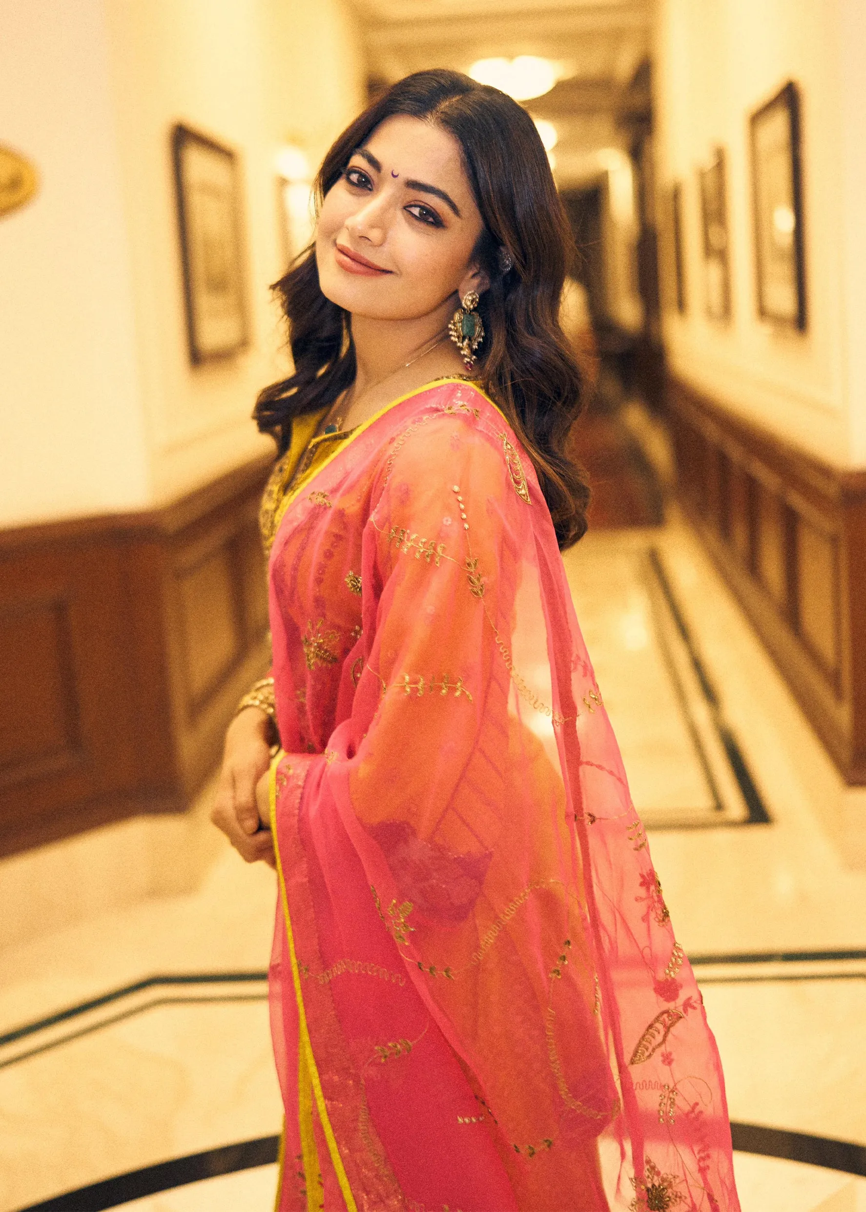 Rashmika Yellow Challi Sharara Kurta Set