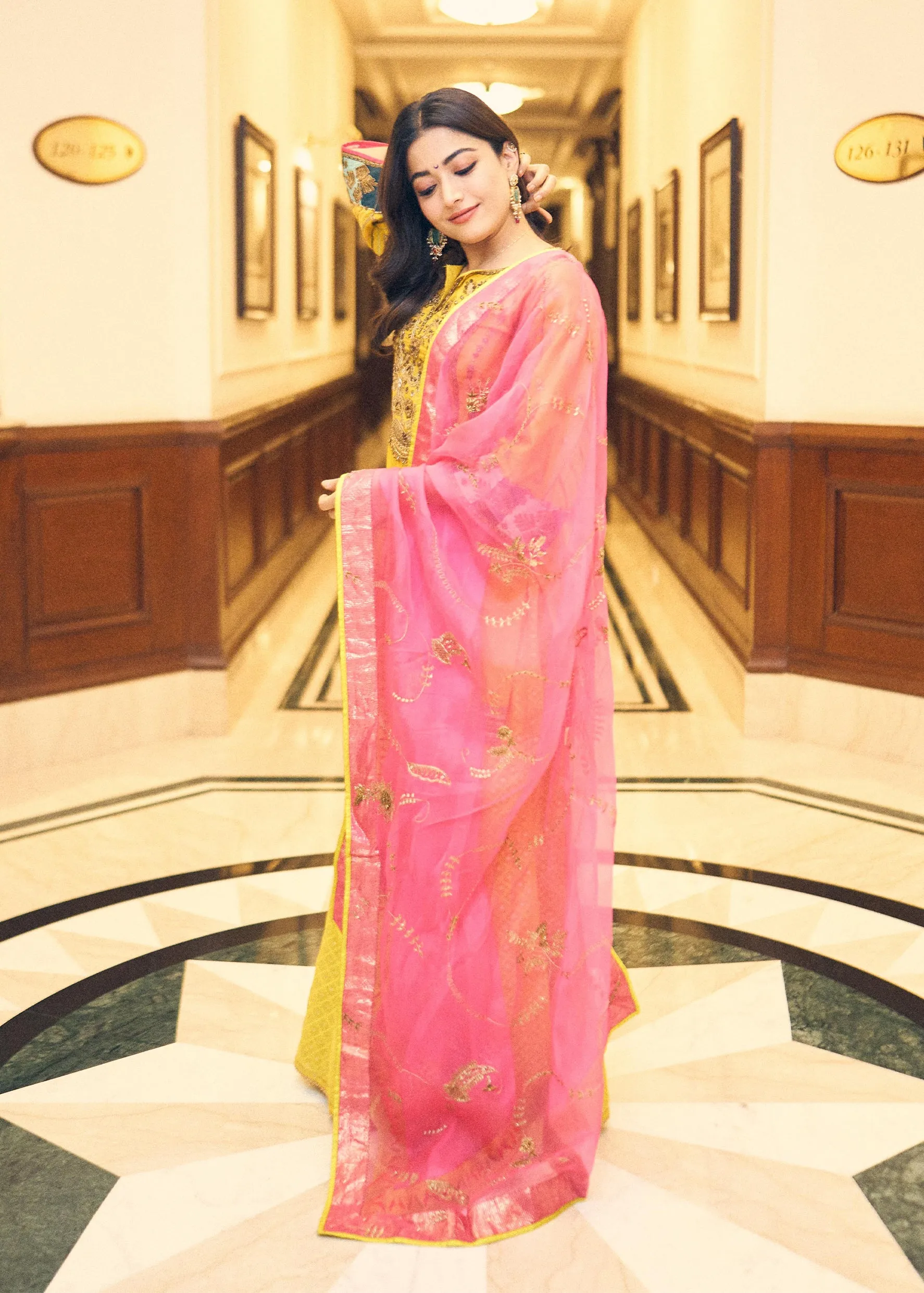 Rashmika Yellow Challi Sharara Kurta Set