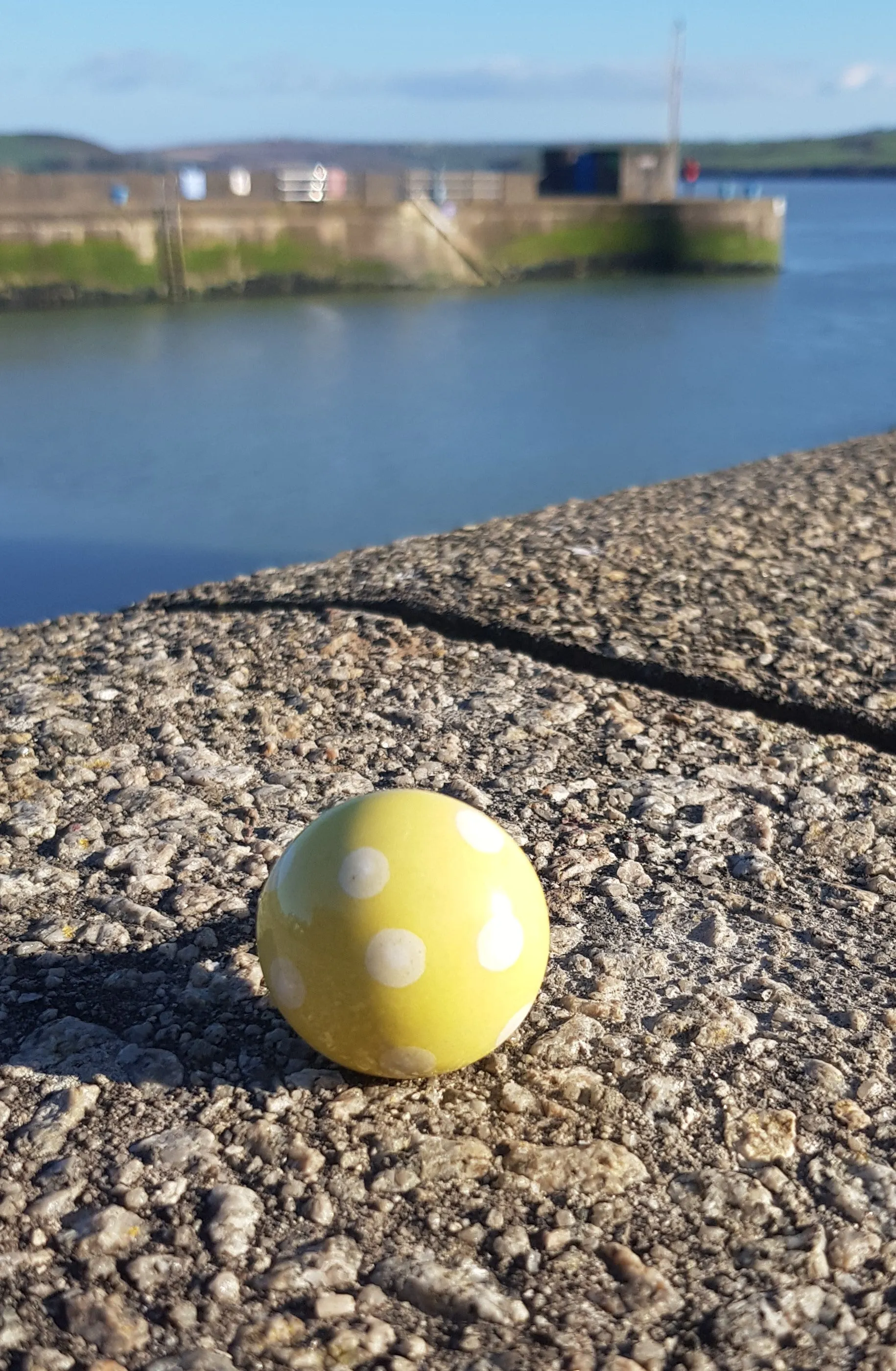 Yellow with White Spots Ceramic Knob