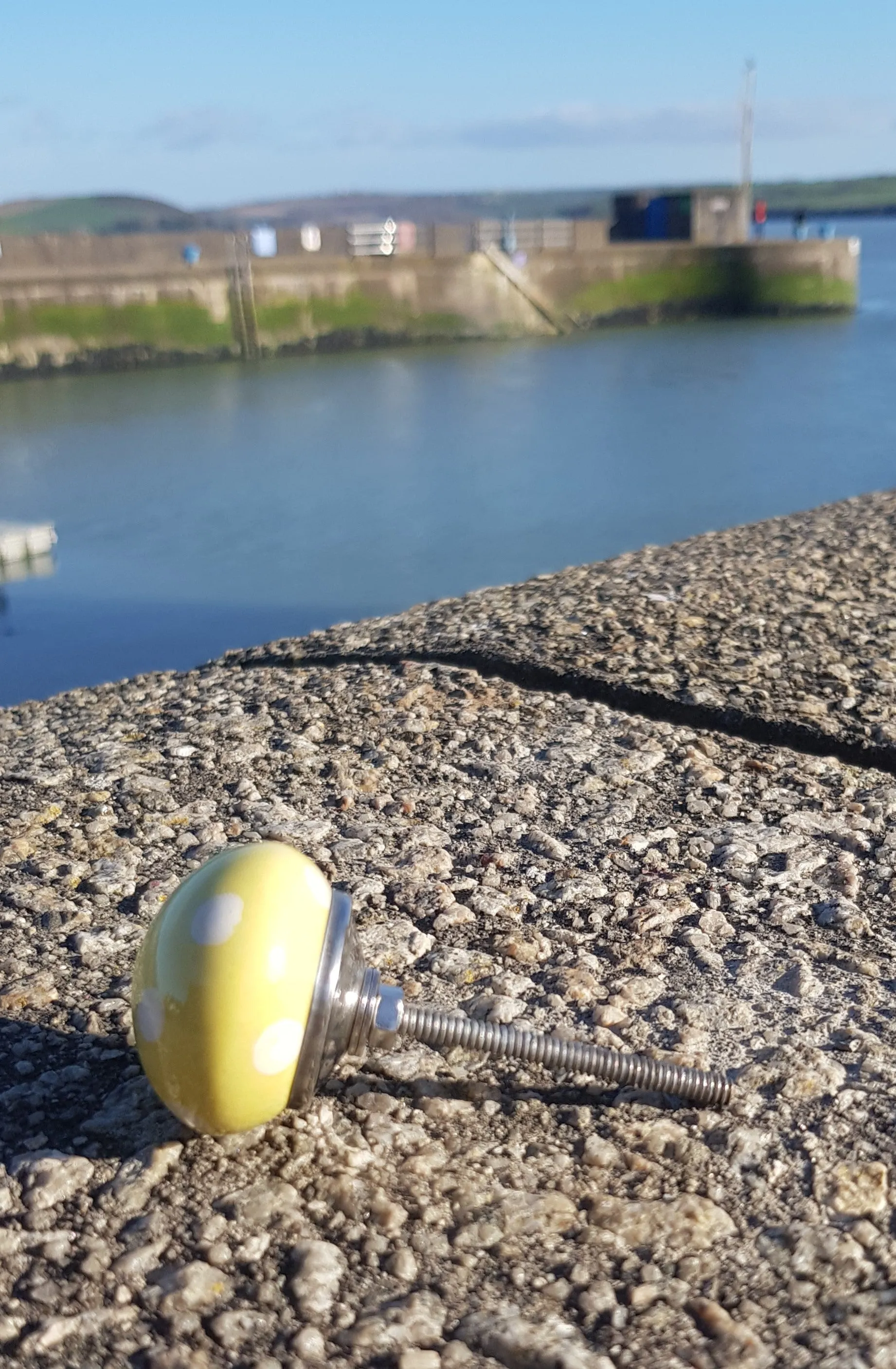 Yellow with White Spots Ceramic Knob