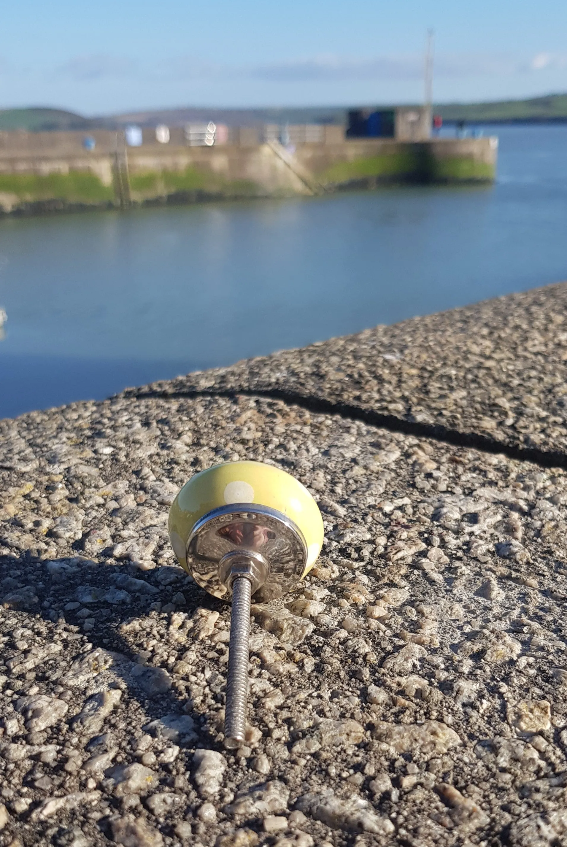 Yellow with White Spots Ceramic Knob